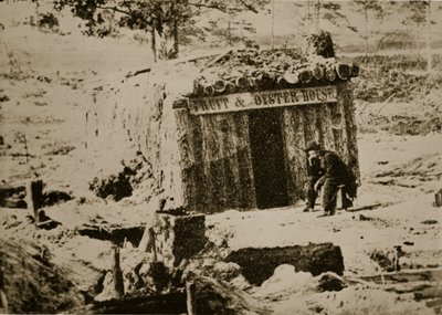 Restaurante a prueba de bombas en la línea de Petersburgo, 1861-65 de Mathew B. Brady